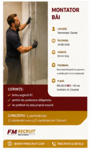 Locuri de muncă în Olanda 15 montator băi